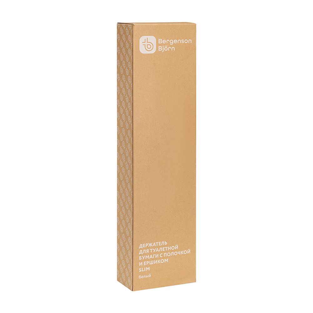 Держатель для туалетной бумаги с полочкой и ершиком Slim, белый