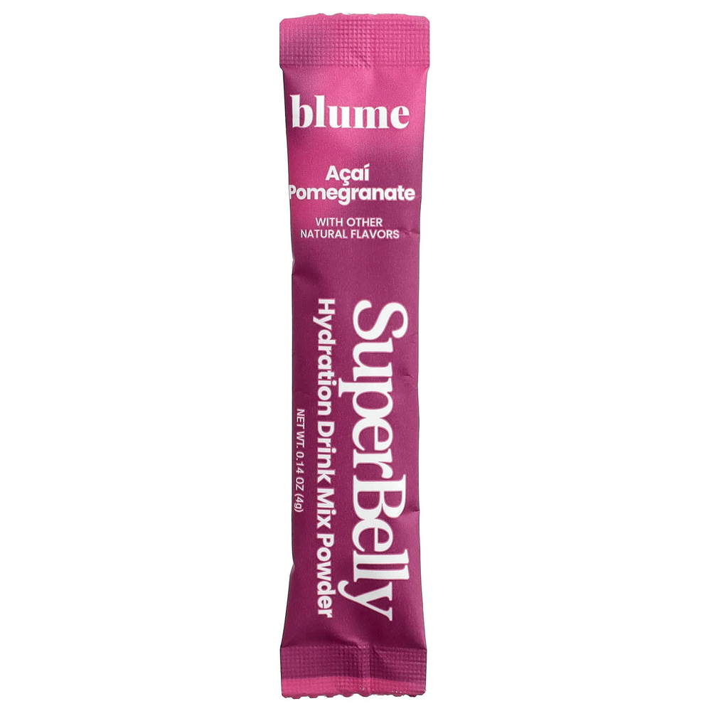 Blume, SuperBely, смесь для приготовления гидратированного напитка для формирования кишечника, со вкусом граната асаи, 15 пакетиков по 4 г (0,14 унции)