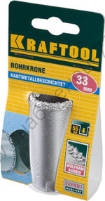 KRAFTOOL 33 мм, L 55 мм, карбид вольфрама, Коронка кольцевая (33401-33)
