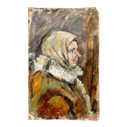 Бородин А. И. Портрет времен войны. Этюд. Картон, масло. 1941 г.