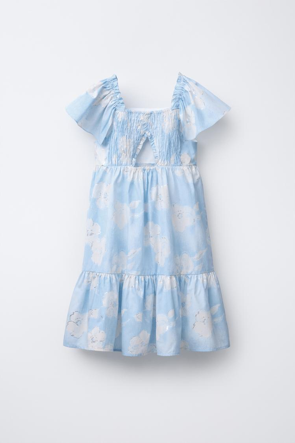ZARA ПЛАТЬЕ С ЦВЕТОЧНЫМ ПРИНТОМ, СВЕТЛО-ГОЛУБОЙ