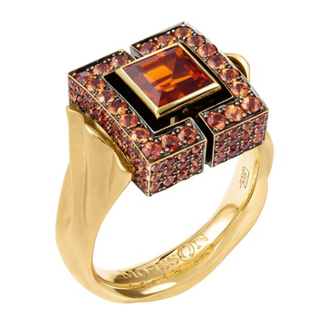 Кольцо с Турмалином и Сапфирами, R0009-0/16