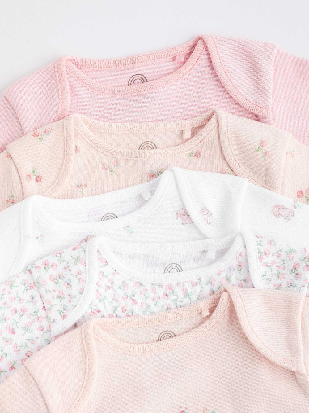 Боди с длинным рукавом для малышей Next K79-553, 5 шт., Белый, Розовый