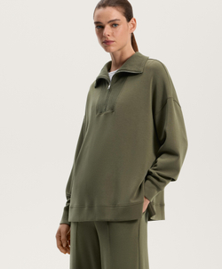 Oysho Мягкая на ощупь толстовка с застежкой-молнией до середины груди, хаки