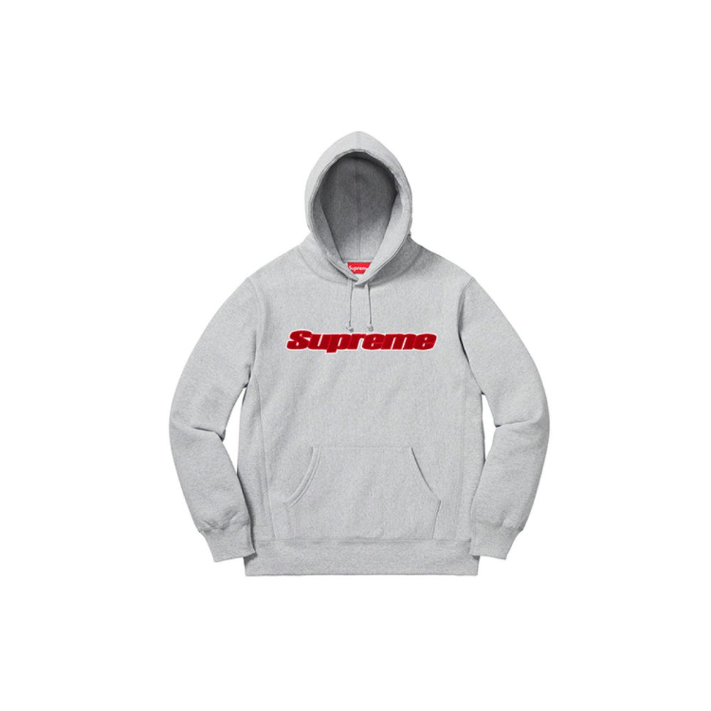 Supreme SS19 Chenille Hooded Sweatshirt Grey Logo