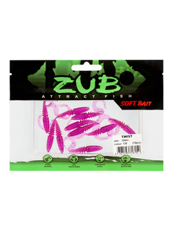 Приманка ZUB-TWIST  50мм(2")-10шт, (цвет 130) маджента с блестками