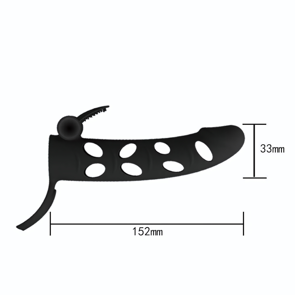 Чёрная закрытая насадка на пенис с вибрацией - 15,2 см. (Цвет: черный)