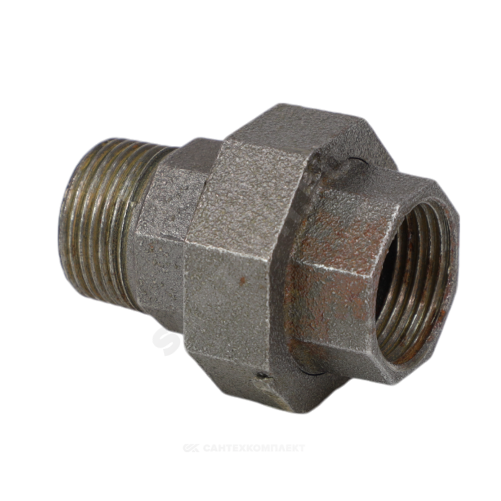 Соединитель прямой американка чугун Ду 15 (1/2") ВР/НР Fittex