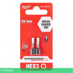 Бита Milwaukee Shockwave Hex3 25 мм 2шт (4932430894)