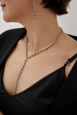 Колье-галстук из серо-зеленых круглых кристаллов 0,5 см