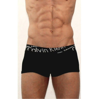 Мужские трусы боксеры черные с черной косой резинкой Calvin Klein Black Waistband Italics Boxer CK05103