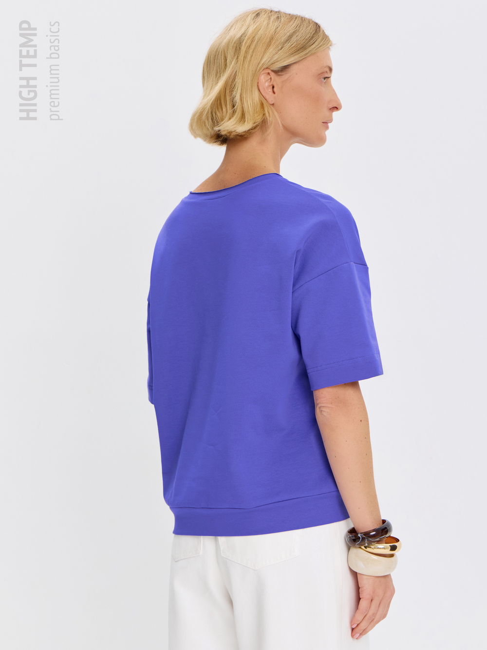 Плотная футболка из футера 2-нитки с V-вырезом HIGH TEMP