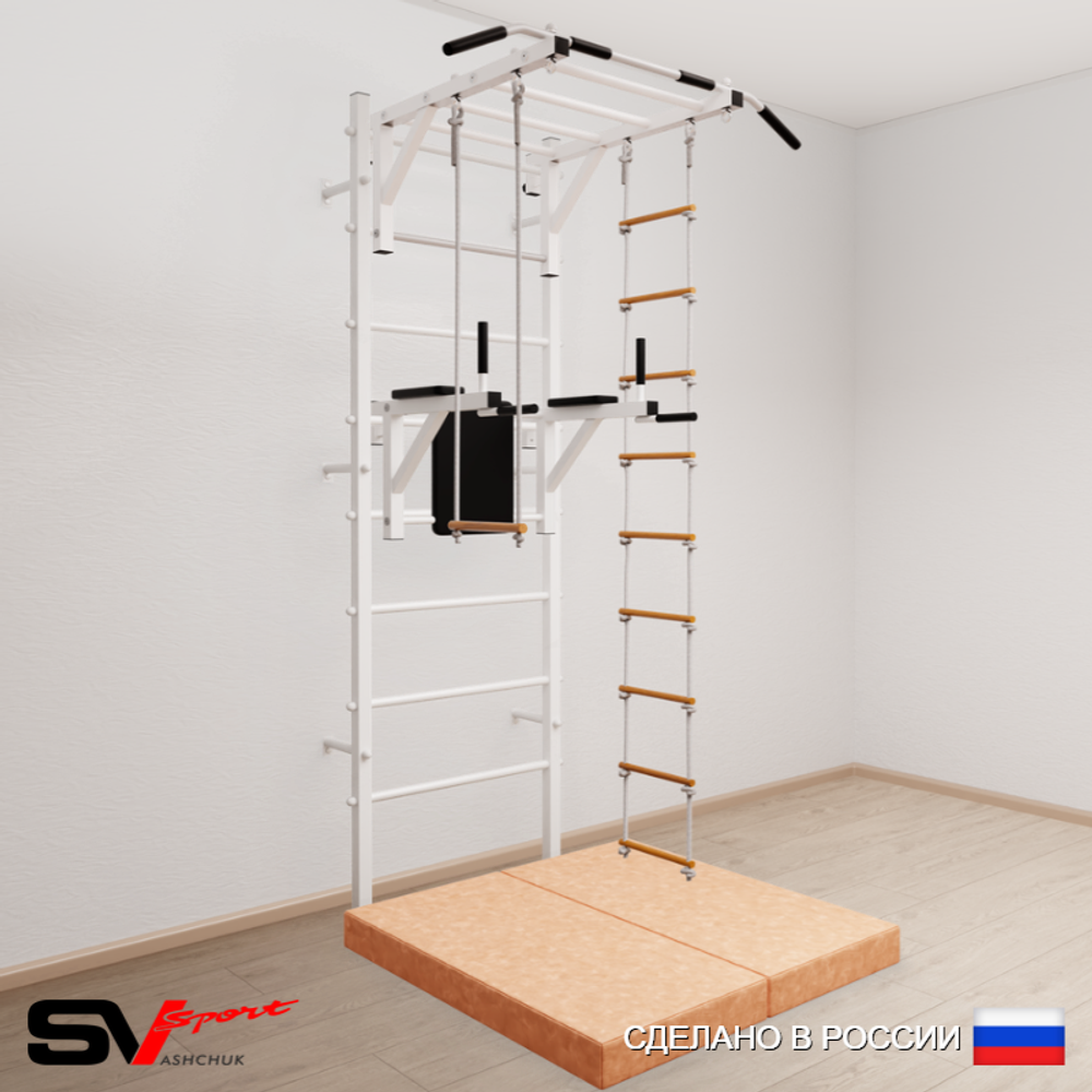 Шведская стенка Sv Sport 5494 (Турник рукоход/Брусья/Лестница/Трапеция/Мат 1м)