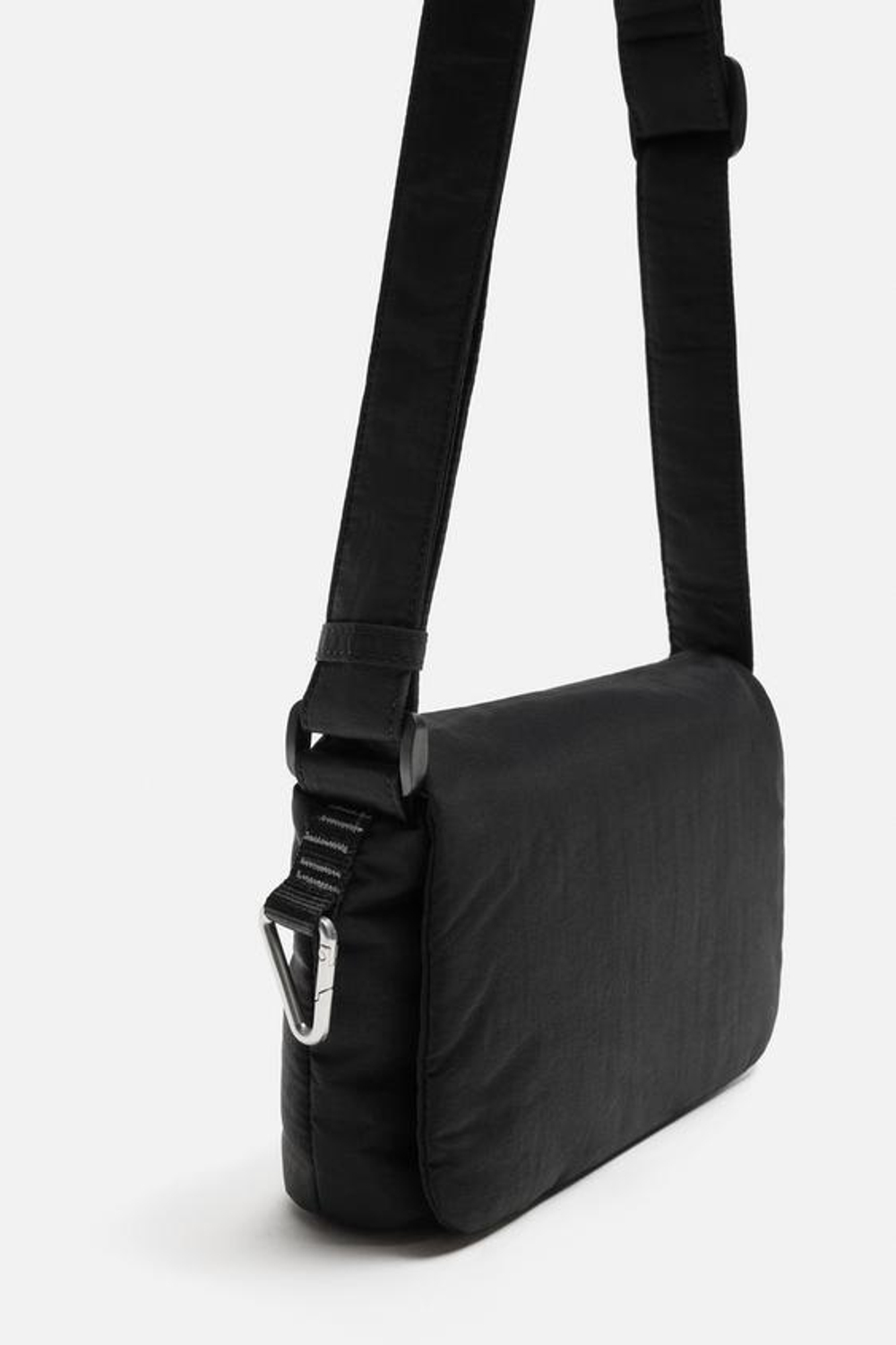 ZARA НЕЙЛОНОВАЯ СУМКА С КЛАПАНОМ, ЧЕРНЫЙ