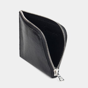 Мини-кошелек кожаный Aven из кожи ящерицы черного цвета