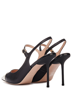 Женские туфли черные комбинированные с белым носком