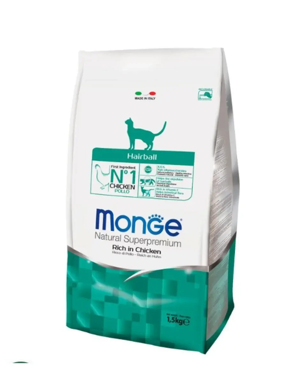 Monge (Монж Кэт Хаирбол) Cat Daily Line Hairball корм для выведения шерсти 1,5 кг