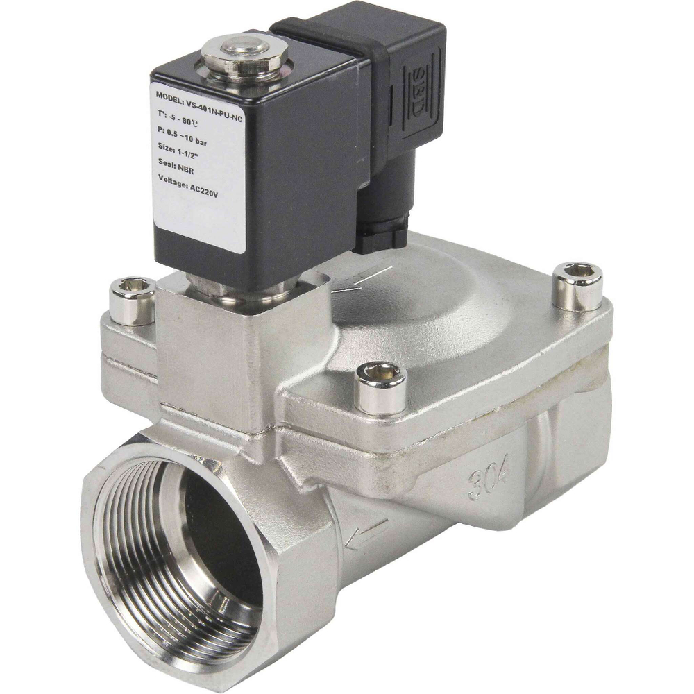 Two way normally closed indirect acting electric solenoid valve Elephant VS2W-401V-PU-NC G VITON 110/220V, body material - stainless steel AISI 304, seal - Viton