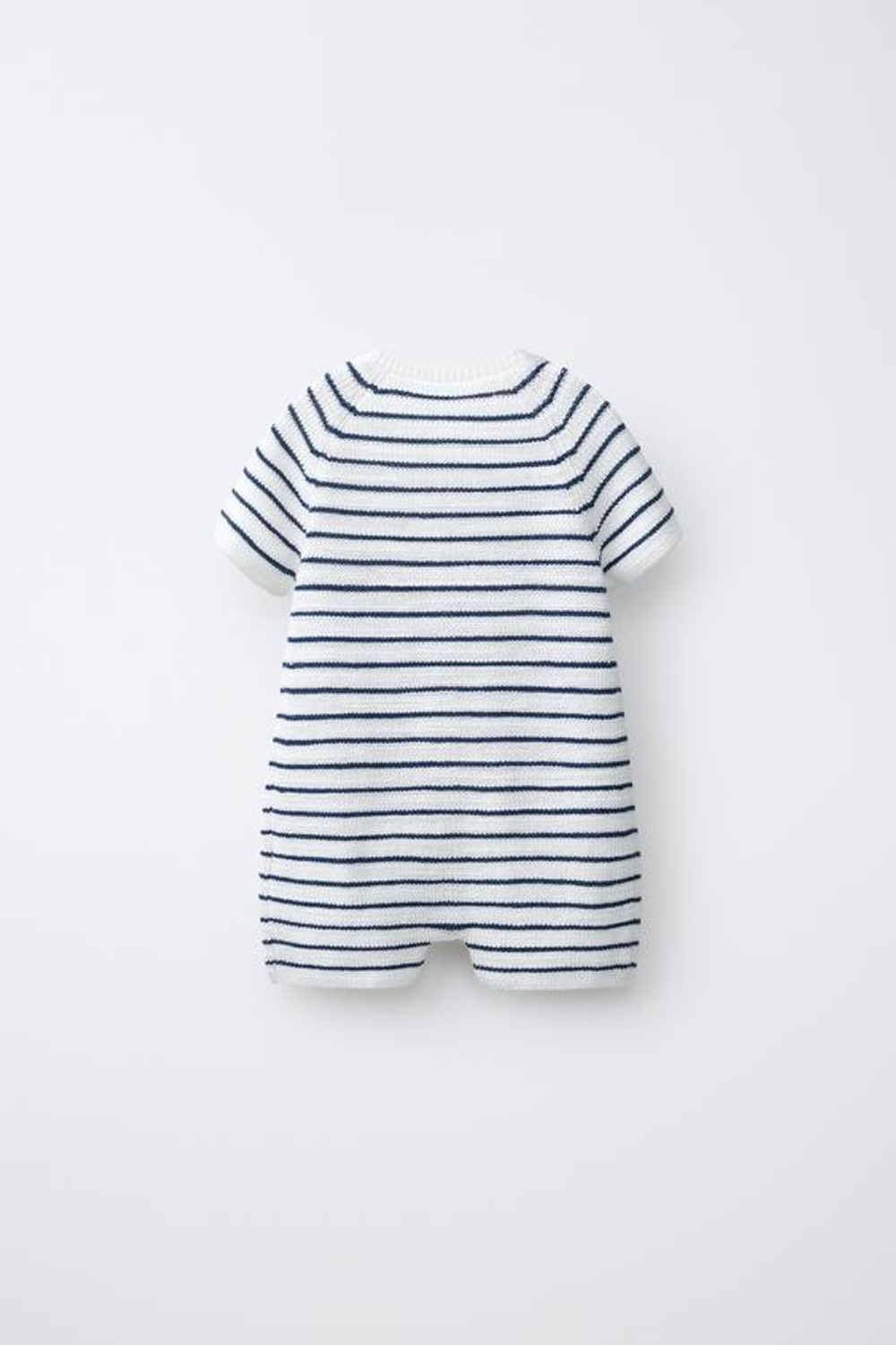 ZARA КОРОТКИЙ КОМБИНЕЗОН В ПОЛОСКУ, ЭКРЮ/СИНИЙ