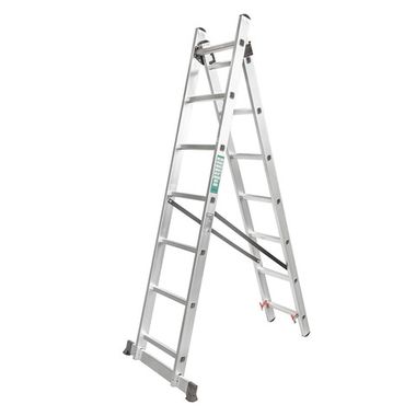 Лестница комбинированная двухсекционная (2х7ступенек, max нагрузка 150кг, вес 6,2кг) FORCEKRAFT FK-BL-E207