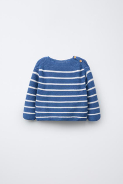 ZARA ТРИКОТАЖНЫЙ ДЖЕМПЕР В ПОЛОСКУ, СИНИЙ