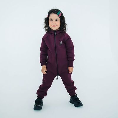 Warm hooded jumpsuit with flap - Marsala