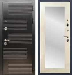 Входная металлическая дверь с зеркалом RеX (РЕКС) Премиум ФЛ-185 Венге/ Пастораль Лиственница беж 16 мм