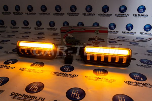 Подфарники (надфарники) LED 6 диодов с ДХО "Best Partner" на Лада Нива 4х4 PL-2020