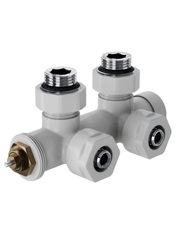 Узел нижнего подключения термостатический угловой Royal Thermo Design Pro 15мм М30х1,5 (Белый)