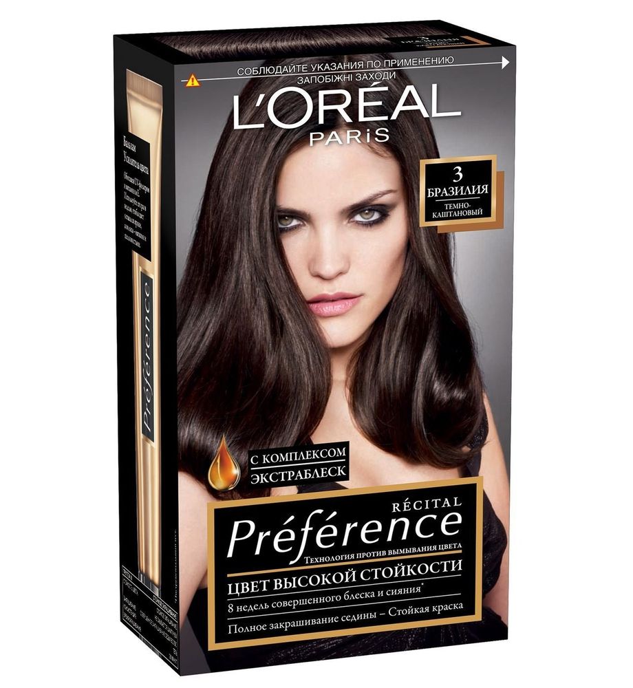 L&#39;Oreal Paris Краска для волос Preference Recital, тон №3, Темно-каштановый, 40 мл