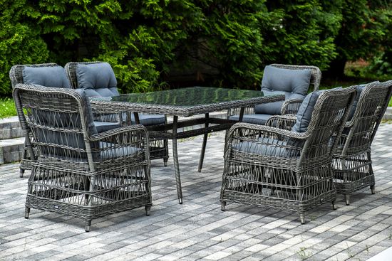 "Цесена" обеденная группа плетеная из искусственного ротанга, цвет графит