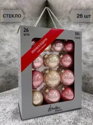 Набор стеклянных шаров Розовая дымка 26 шт., Christmas DeLuxe (89578)