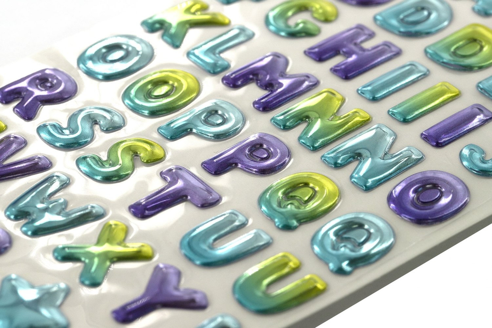 Наклейки детские Alingar, 11 см х 18 см, "Аглийские буквы и цифры", полимер, объемные, европодвес