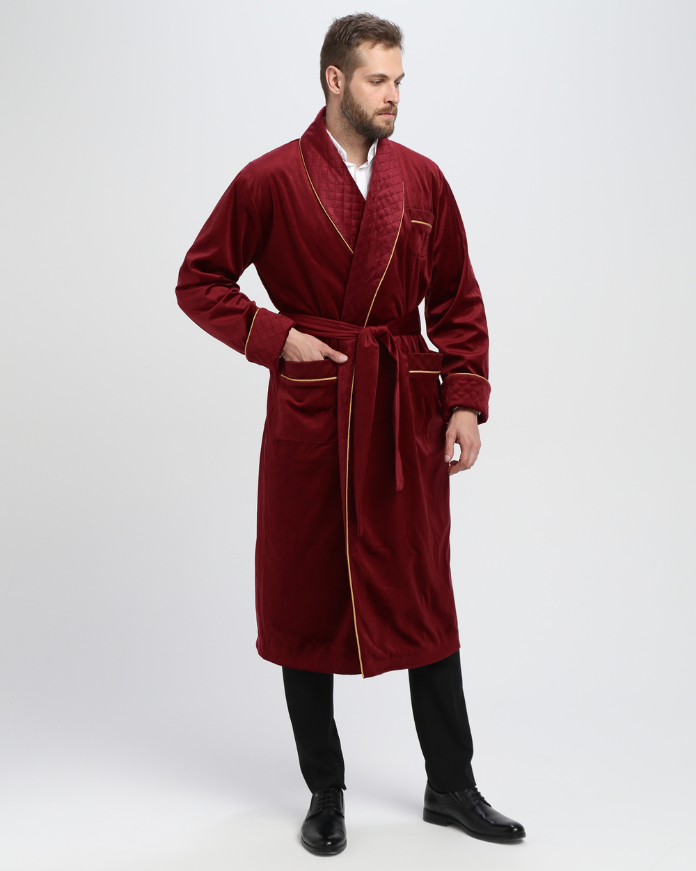 Халат бархатный со стеганными бортами