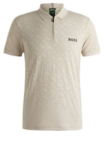 Мужское теннисное поло BOSS Philix TOC Jacquard - открытое бежевое