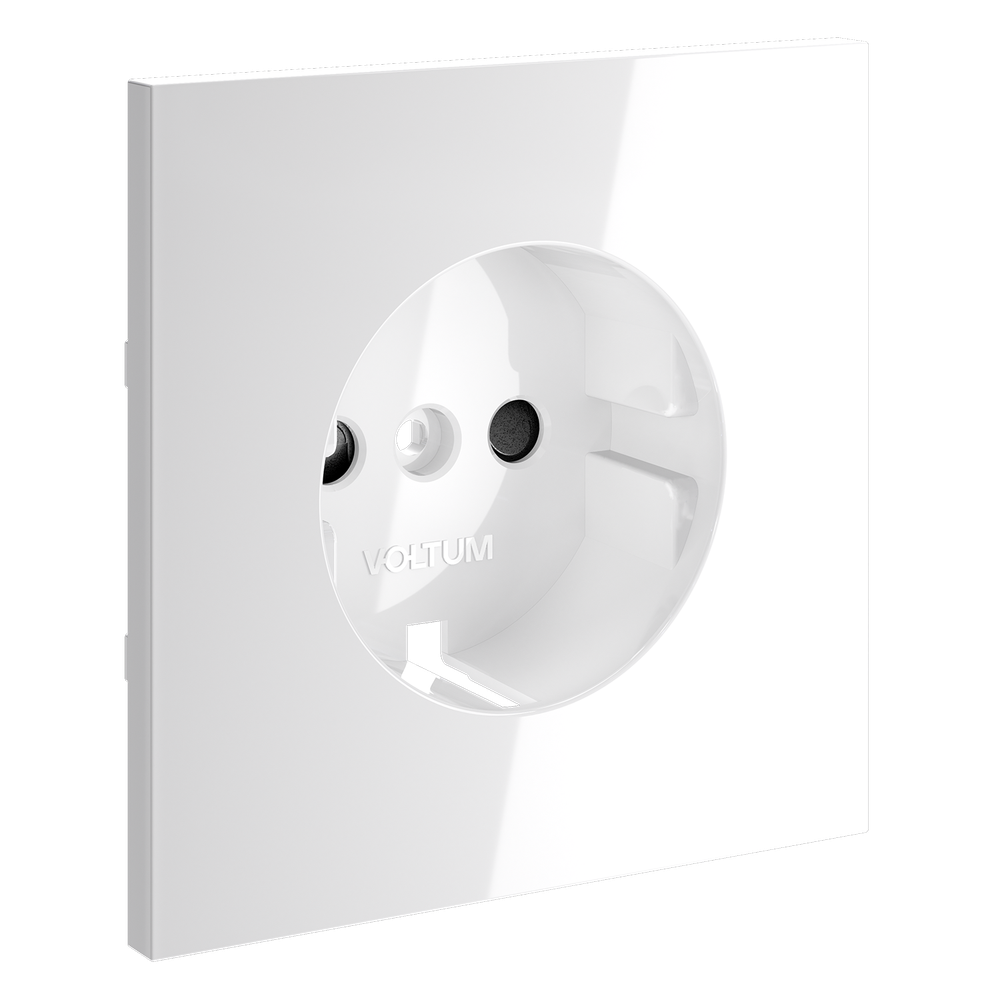 Накладка для розетки с заземлением и защитными шторками, S70 (белый глянцевый)