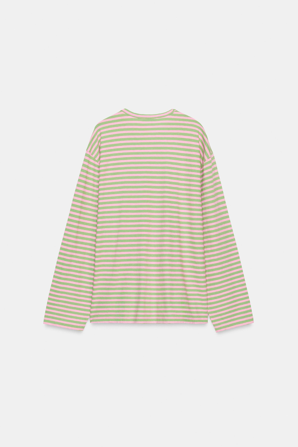 ZARA ФУТБОЛКА ИЗ ХЛОПКА И ЛЬНА В ПОЛОСКУ, МЯТНЫЙ