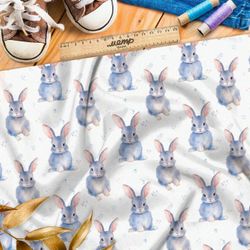 Ткань премиум мембрана зайцы в пастельных тонах