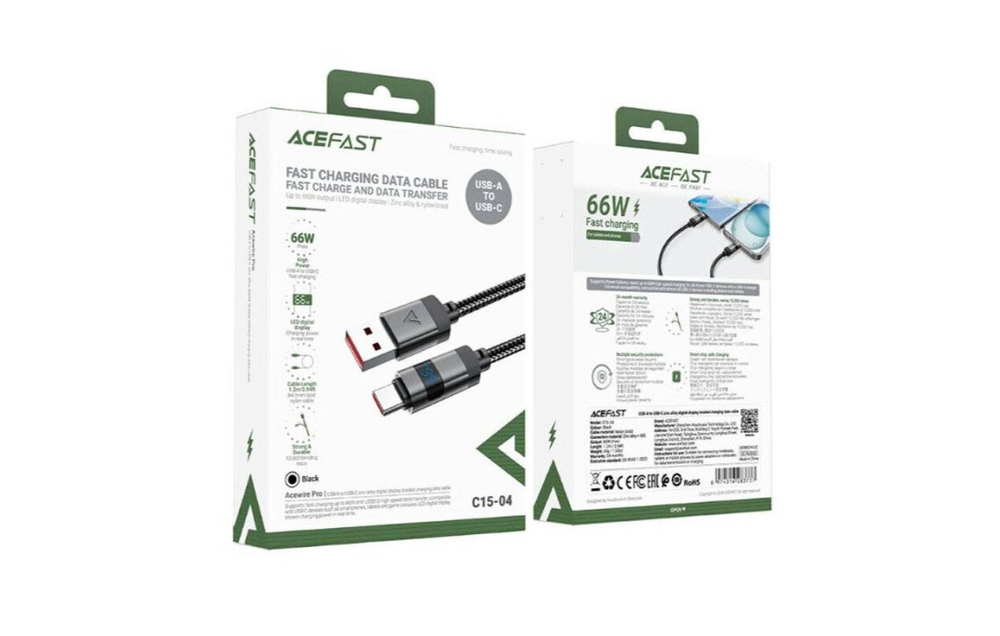 Кабель USB - TypeC ACEFAST C15-04 Display (черный) 1.2м