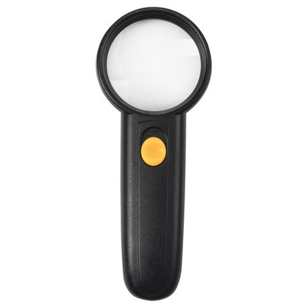 Лупа просмотровая BRAUBERG, С ПОДСВЕТКОЙ, диаметр 50 мм, увеличение 5, корпус черный, 454128