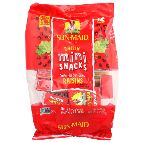 Sun-Maid, Снеки с изюмом, 12 коробок по 0,5 унции