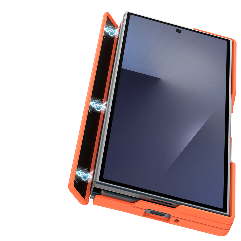Чехол матовый полупрозрачный оранжевого цвета с MagSafe для Samsung Z TriFold, серия Expn Series Magnetic от Dux Ducis