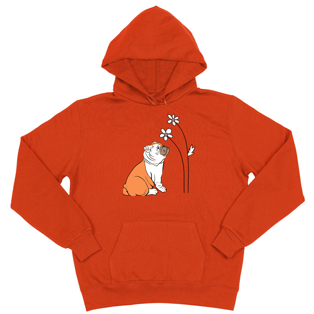 Толстовка "Английский бульдог с цветами"