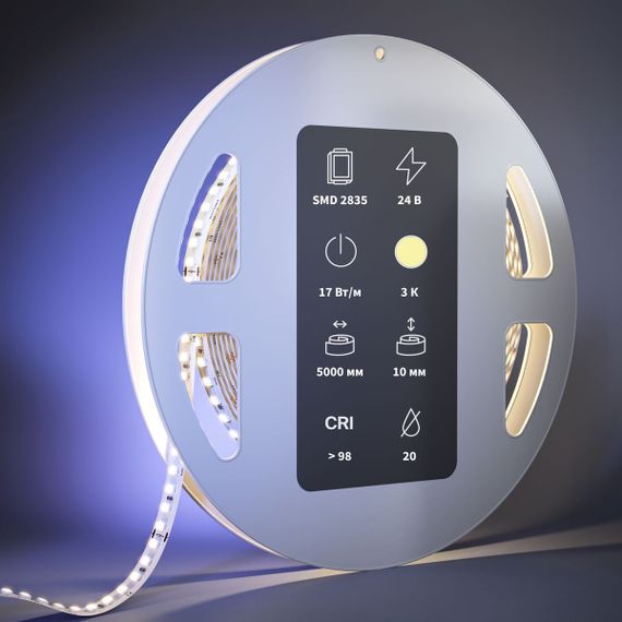 Светодиодная лента Maytoni 17W/m 168LED/m 2835SMD теплый белый 5M 201091