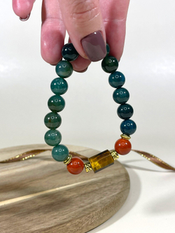 Браслет для Козерога, агат, яшма и тигровый глаз