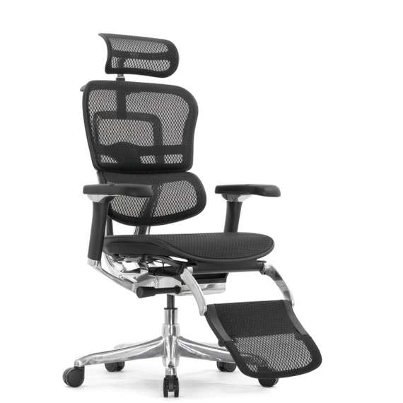 Кресло FALTO Ergohuman Luxury 2 с подножкой ( чёрный каркас /сетка чёрный T-168-B1 Black )