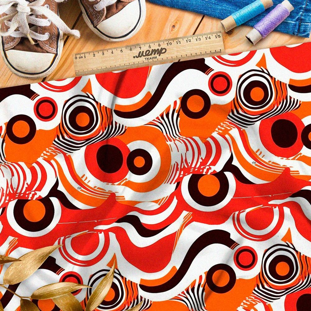 Ткань премиум шифон футуристическая иллюзия