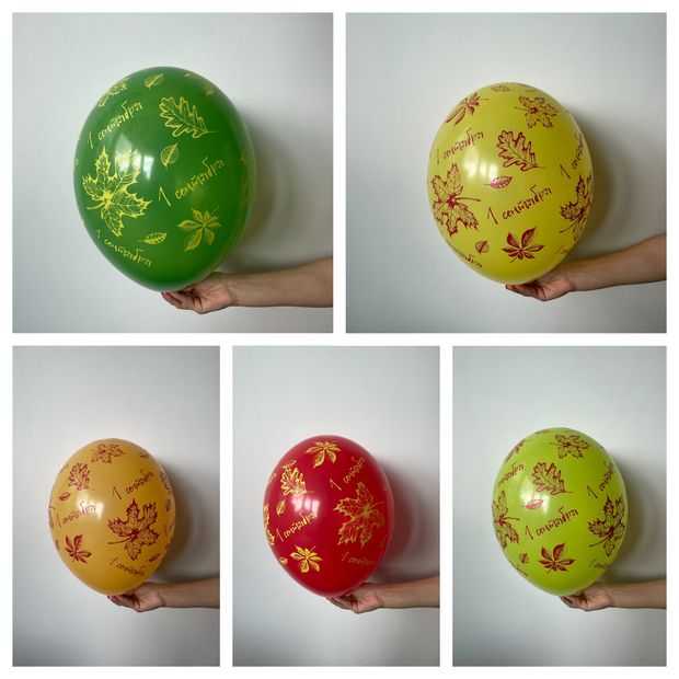 Шелкография пастель 14" 1 Сентября Листья (Ассорти 5 цветов)