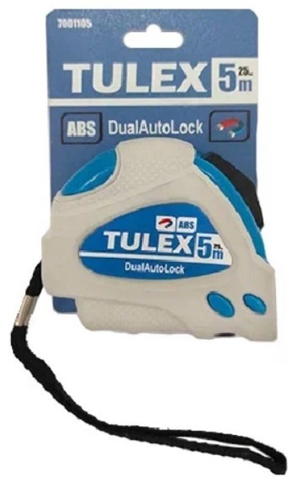 Рулетка &quot;TULEX&quot; DualAutoLock обрезиненный корпус, магнитный зацеп, 5м*25мм