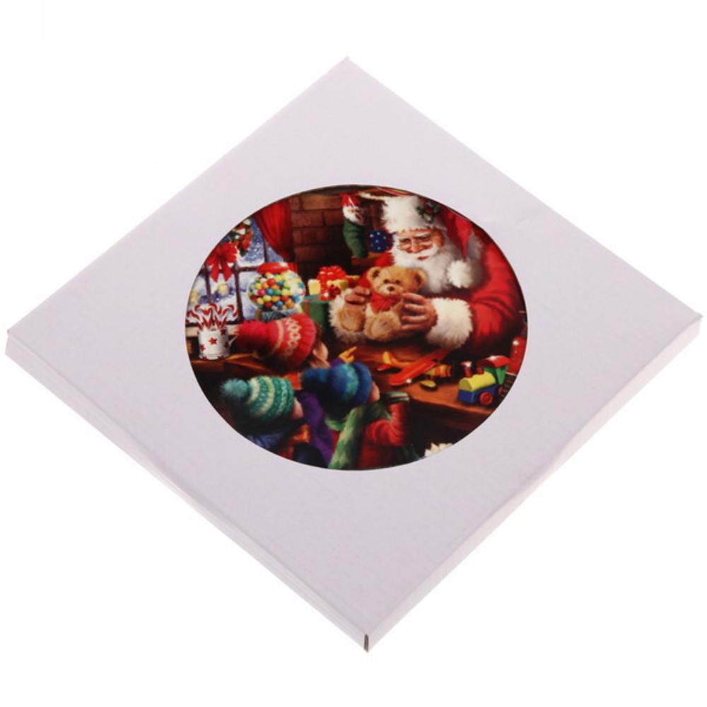 Подставка под горячее керамика «Шар» 20см «Дед Мороз и детки»